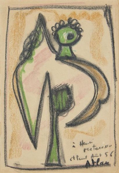 Jean-Michel Atlan (1913-1960) 
Sans titre, 1956
Pastel sur papier contrecollé sur...