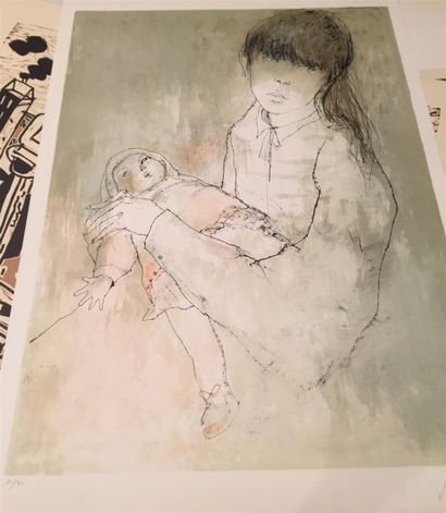 JEAN JANSEM (1920-2013) 
Maternité lithographie en couleurs, signée en bas à droite,...