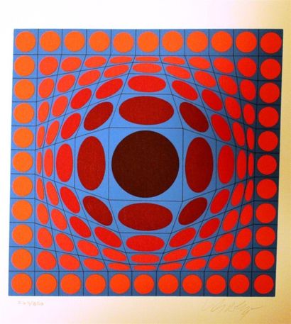 Victor VASARELY (1906-1997) 
Composition cinétique lithographie en couleurs, signée...