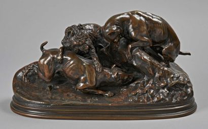 Pierre-Jules Mene (1810-1879) Chasse au lapin (groupe de chiens au terrier)
Epreuve...