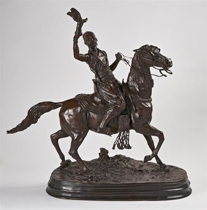 Pierre-Jules Mene (1810-1879) 
Le chasseur oriental
Epreuve en bronze à patine brune...