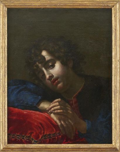 Cesare DANDINI (Florence 1595 - 1658) Portait d'un jeune homme appuyé sur un coussin...