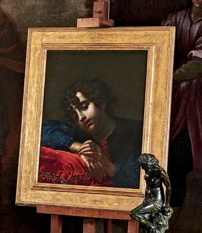 Cesare DANDINI (Florence 1595 - 1658) Portait d'un jeune homme appuyé sur un coussin...