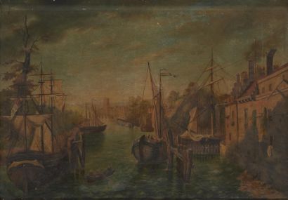ECOLE FRANCAISE DU XIXème siècle Entrée de port
Huile sur toile
56 x 80 cm
Petits...