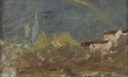 Paul HUET (Paris 1803 - 1869) L'arc en ciel
Toile 14,5 x 22,5 cm
PROVENANCE:
Atelier...
