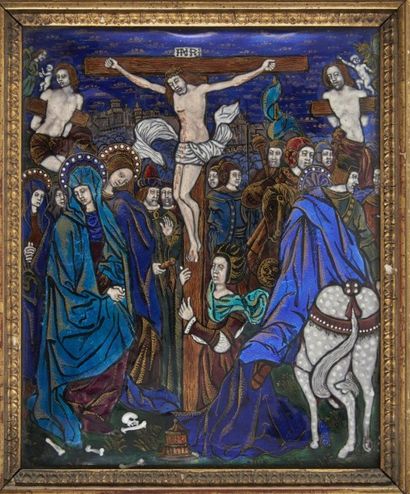 LIMOGES, attribué à Descente de croix
Email.
21,5 x 17,5 cm