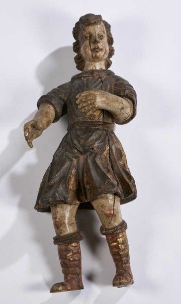 null FIGURE masculine en bois sculpté et peint.
XVIIIe siècle
H: 68 cm
Accidents,...