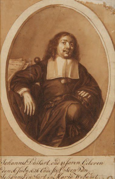 Ecole HOLLANDAISE du XVIIème siècle Portrait de Johannes Dusart (né en 1626) Lavis...