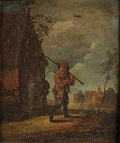 Ecole FLAMANDE du XVIIIème siècle, suiveur de David TENIERS Le départ en promenade...