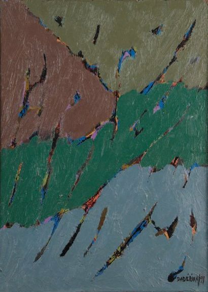 Dikran DADÉRIAN (né en 1929) Abstraction, 1991. Acrilyque sur toile, signée et datée...