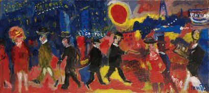 Jacques ENDZEL (né en 1927) Les nuits de Montparnasse Huile sur toile, signée en...