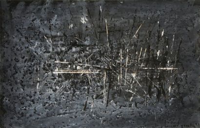 Bernard QUENTIN (né en 1923) Composition abstraite, 1952 Gouache sur papier, signée...