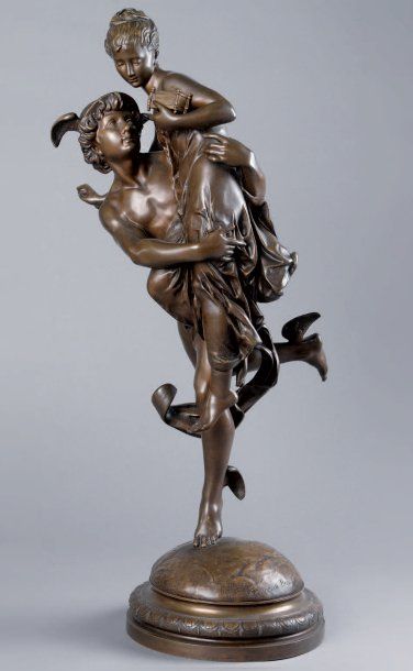 ÉCOLE DU XIXE SIÈCLE Mercure. Épreuve en bronze, patine brune. H. 76 cm.