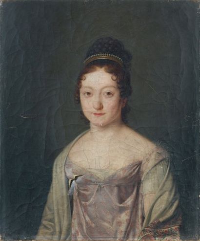 Ecole FRANCAISE du XIXème siècle Portrait d'une jeune femme au diadème Toile. 61...
