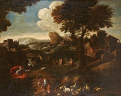 José ANTOLINEZ (Madrid 1635 - 1675) Moïse et le buisson ardent Toile. 125 x 158 cm...