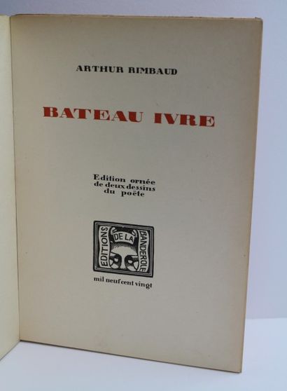 null BATEAU IVRE. Paris, La Banderole, 1920. Plaquette in-8, brochée. Edition ornée...