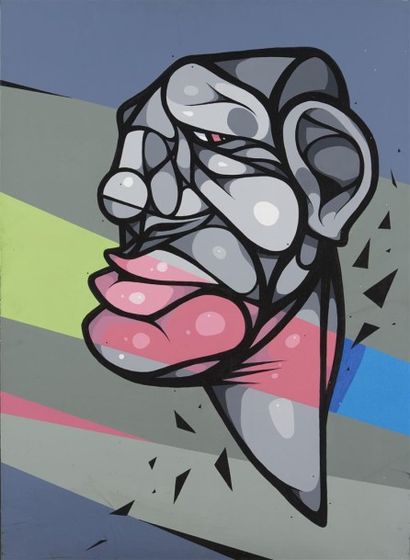 null ALBER (1986) Visage, 2012 Acrylique sur toile, signée et datée au dos. 100 x...