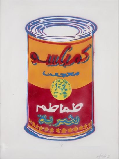 null YOUSRI (1970) Campbell Soup, 2003 Pochoir sur papier, signé et daté en bas à...