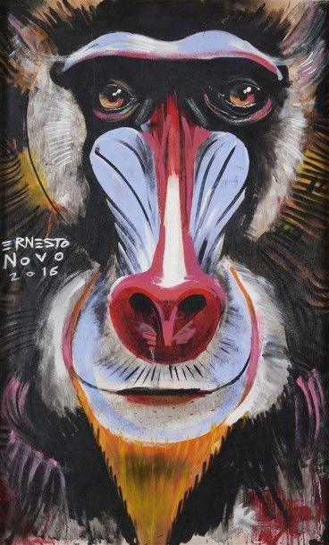 null Ernesto NOVO (1964) Mandrille, 2016 Acrylique sur isorel, signé et daté à gauche...
