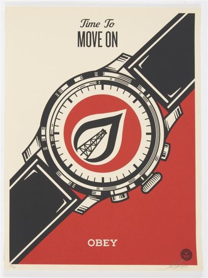 null Shepard FAIREY (1970) Time to move on, 2015 Lithographie en couleurs, signée...