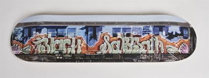 null SEEN (1961) Black Sabbath Sérigraphie sur planche de skateboard. Signée et numérotée...