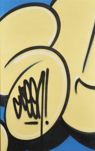 null SEEN (1961) Classic Yellow Bublle Bombe aérosol sur papier, signé au centre...