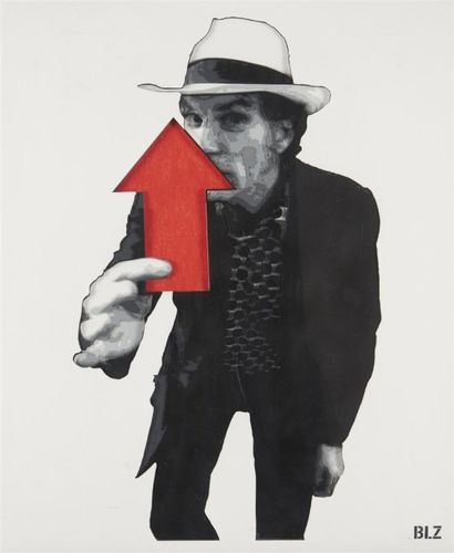 null BL.Z (XX-XXIème siècle) Portrait de Jeff Aérosol,assemblage en relief de papiers...