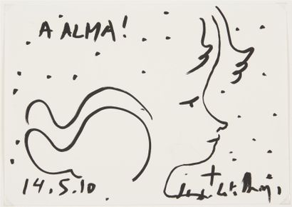 null Jean-Charles De CASTELBAJAC (1949) A Alma, 2010 Encre sur papier, signé en bas...