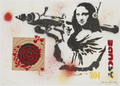 null Damien Paul GAL (1976) Mona Lisa, 2015 Pochoirs bombe aérosol et collage sur...