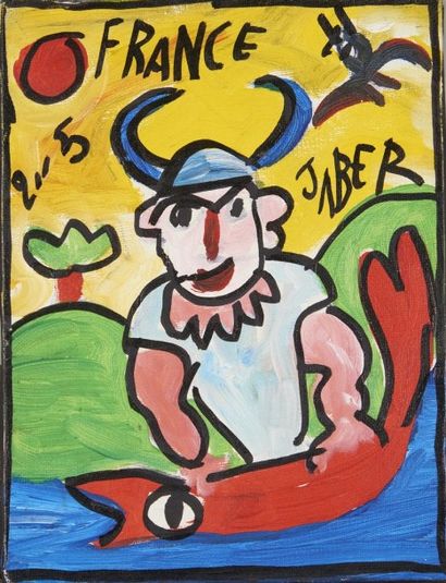 null JABER (1938) Viking au poisson, 2005 Acrylique su toile, signée en haut à droite,...