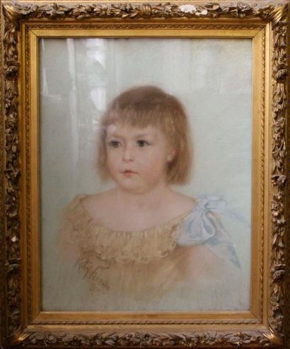 null Kitty Tollin-Fornier FORNIER (?-c.1908) : Portrait de jeune fille Aquarelle...