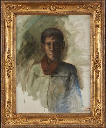 null Pierre CREIXAMS (1893-1965) Buste de jeune homme espagnol Huile sur toile signée...