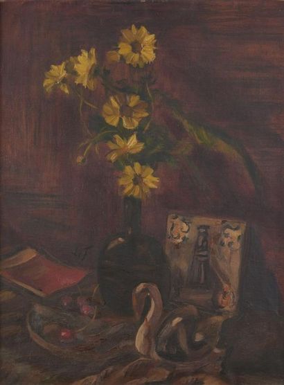 null "Henri Victor LE FAUCONNIER (1881-1946) Vase de marguerites, 1943 Huile sur...