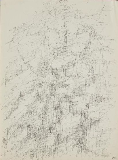 null "Jean BAZAINE (1904-2001) Composition Encre sur papier, porte un monogramme...