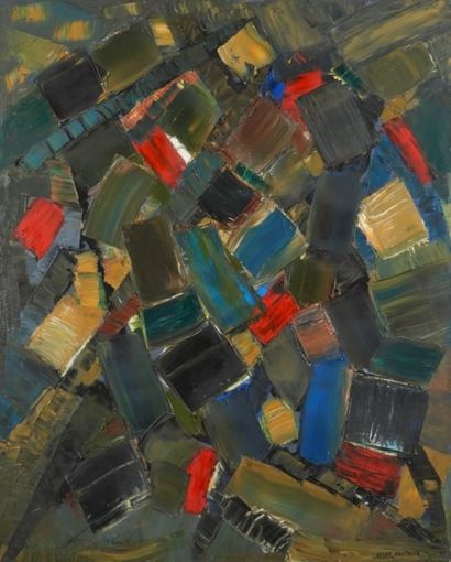 null "Oscar GAUTHIER (1921-2009) Composition abstraite, 1954 Huile sur toile signée...