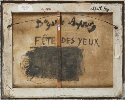 null "Bram BOGART (1921) Fête des yeux, 1959 Technique mixte sur toile, signée et...