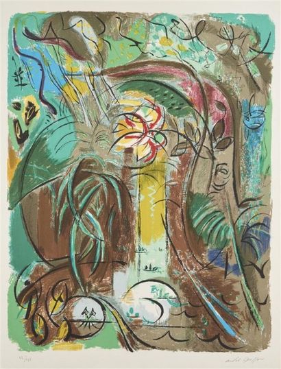 null "André MASSON (1896-1987) Composition Lithographie en couleurs, numérotée 33/175...
