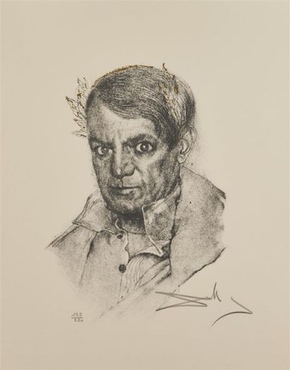 null "Salvador DALI (1904-1989) Portrait de Picasso Estampe, numérotée 149/250 en...