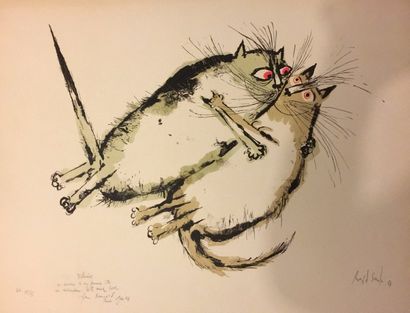 null "Ronald SEARLE (1920-2011) Two cats discover that love is a many-splendoured...