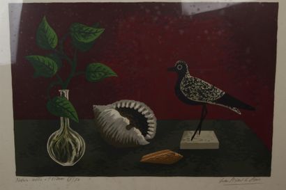 null PICART LE DOUX Jean (1902-1982)
Nature morte à l'oiseau
Lithographie en couleurs,...