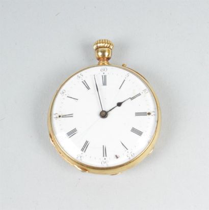 null MONTRE de poche en or jaune 18K (750/000) gravé d'un monogramme CB. Poids brut...