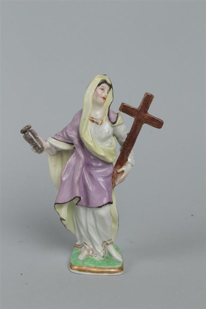 null MEISSEN
Statuette en porcelaine représentant une sainte tenant une croix et...