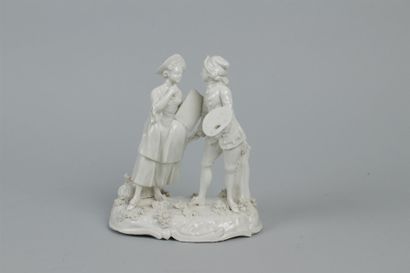 null FRANKENTHAL
Groupe à deux figures en porcelaine émaillée blanche représentant...