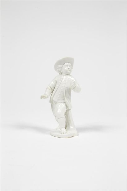 null NYMPHENBOURG - Statuette en porcelaine émaillée blanche représentant un jeune...