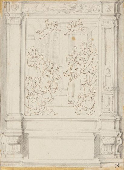 null Ecole NAPOLITAINE du XVIIème siècle
Projet de décor d'autel avec la Présentation...
