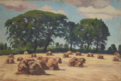 null P. MASCART
Quintaux d'avoine à la Berthelonnière (Vendée), 1942
Huile sur toile,...
