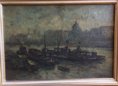 null WILLAUME Henri (1874-1949)
Péniches sur la Seine
Huile sur toile, signée en...