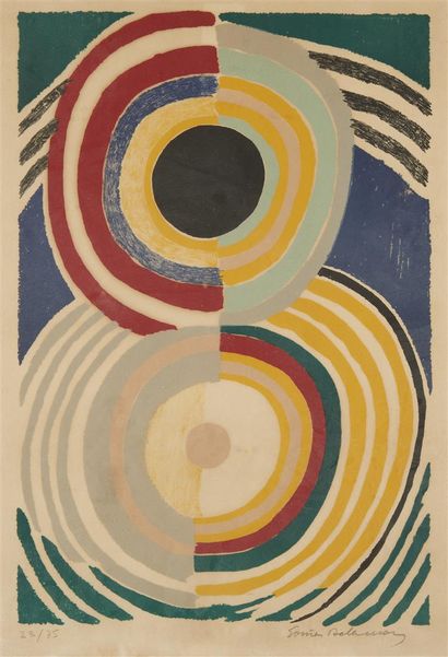 null SONIA DELAUNAY (1885-1979) : 
Composition avec cercles 
Lithographie en couleurs...