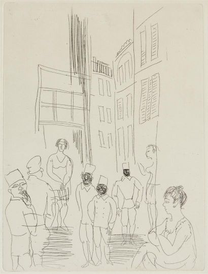 null Raoul DUFY (1877-1953) d'après : 
Scène de rue animée de personnages 
Pointe...