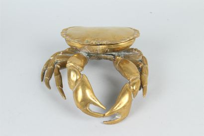 null ENCRIER en bronze doré figurant un crabe. 
7 x 18 x 18 cm environ.
Quelques...